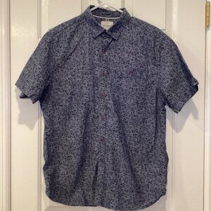 Denim & Flower Men's Short Sleeved Shirt Slim Fit in Navy - Large